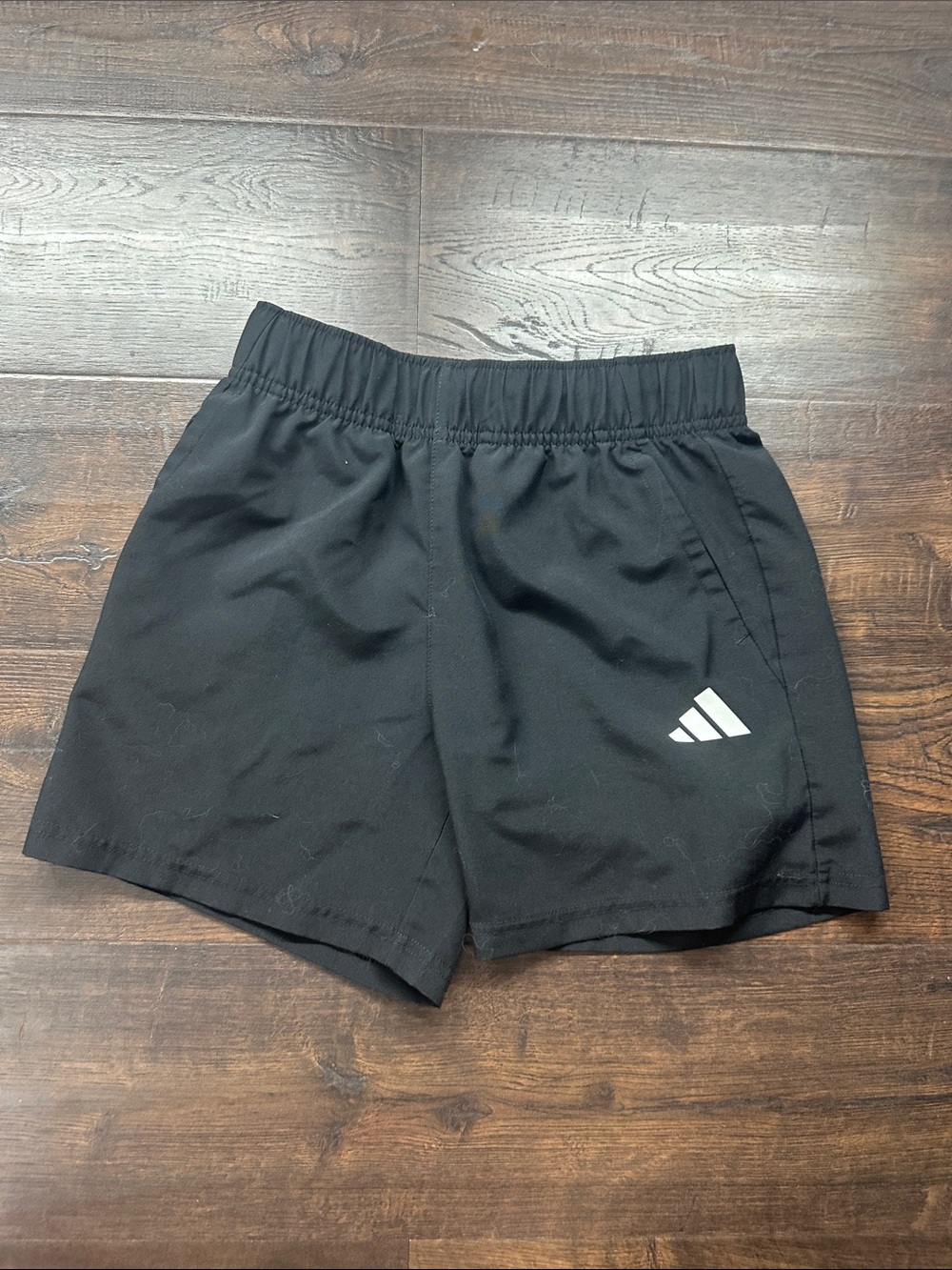 adidas Black Kids Athletic Shorts with White Logo c8